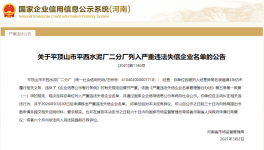 又一家水泥企業(yè)被列入嚴(yán)重違法失信企業(yè)名單！