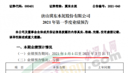 冀東水泥預(yù)虧！一季度凈利潤虧損4000–6000萬元！