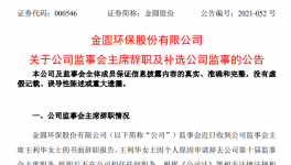 金圓環(huán)保監(jiān)事會主席王利華女士辭職！