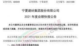 寧夏建材業(yè)績(jī)快報(bào)：2021年凈利同比下降16.96%！