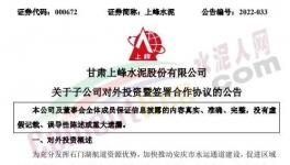 注冊(cè)資本1億元，上峰水泥投資成立新公司！