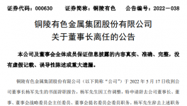 中國(guó)銅工業(yè)板塊第一股董事長(zhǎng)辭職，下一站海螺集團(tuán)！